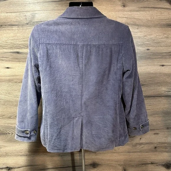 LL Bean Jacket Womens Sm Blue Corduroy Chore Coat Barn Double Breasted Collared - Picture 4 of 8